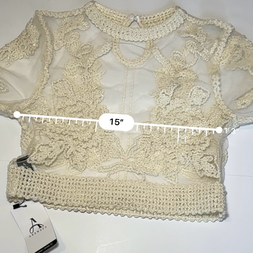Anewsta Floral Top Crochet Mesh ivory size XS - Picture 10 of 10